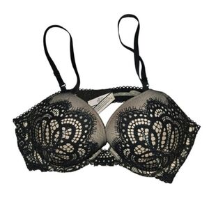 Victoria's Secret Dream Angels Bra Size 36B Black Lace Push-Up